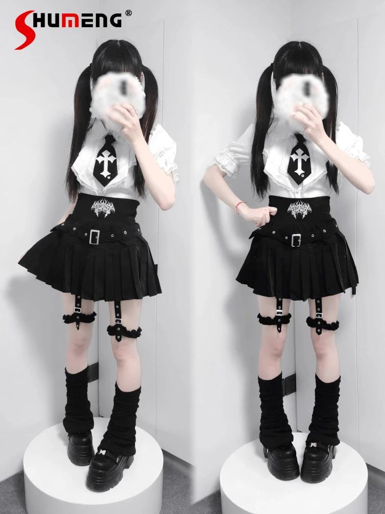

Original Japanese Subculture Y2k Black High Waist Mini Skirt Spring Autumn New Girl's Sweet Cool Slim Fit Leg Ring Mini Skirts