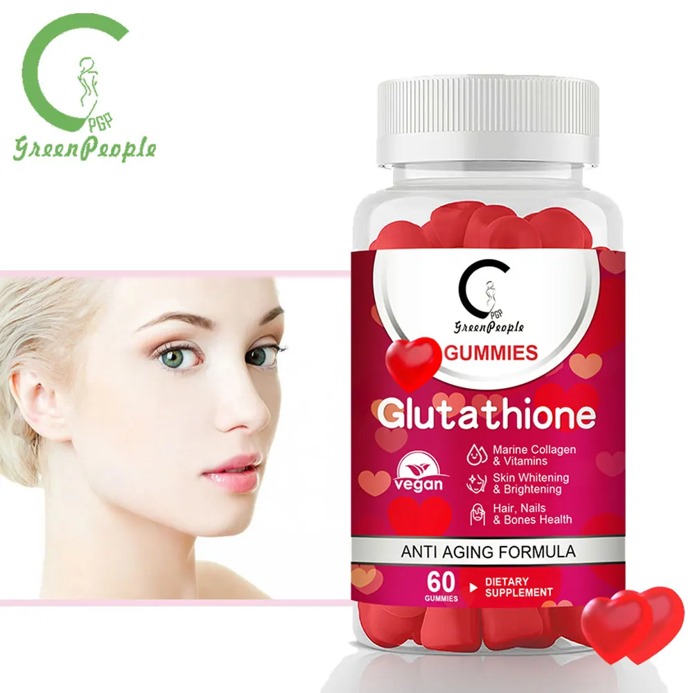 GPGP GreenPeople Skin Whitening Gummies Glutathione Collagen Supplement Fudge Dull Collagen & Hyalyron acid Supplement