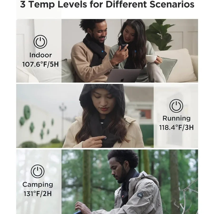 男性と女性のための加熱パッド,充電式加熱スカーフ,パワーバンク付きネックウォーマー,コードレスサーマルブレース,ギフト