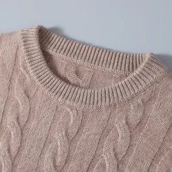 Autumn And Winter New Mink Cashmere Men's Round Neck Loose High Quality New Floral Pullover Bottom Knit Sweater Knit Top Sweater