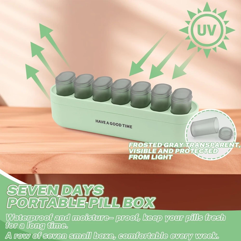 صندوق حبوب الدواء الأسبوعي علبة حبوب منع الحمل توزيع الأدوية حافظة صغيرة محمولة منظم حبوب 7 شبكات صندوق حبوب حاوية تخزين اللوحي