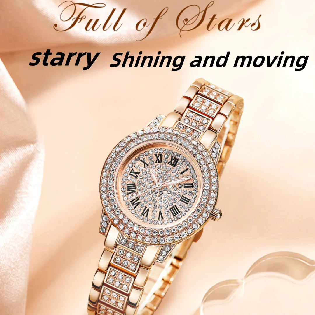 Luxury Women Watch with Diamond Elegant Brand Quartz Steel Bracelet Watches Ladies Zircon Crystal Top Fashion Wristwatch Clock