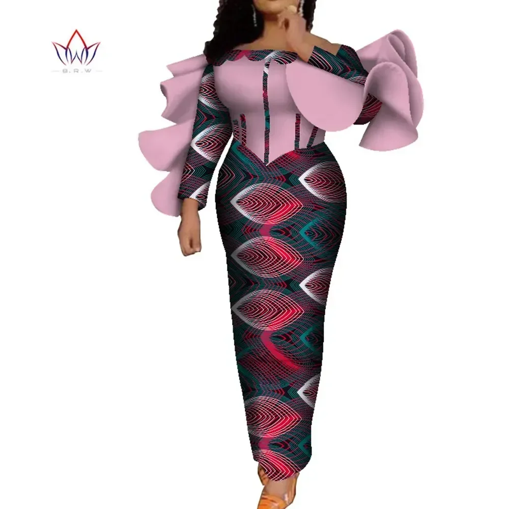 Customized African Women Coat Dashiki Women Sexy Suspender Clothes Ankara Long Sleeve Slim Dress WY8837