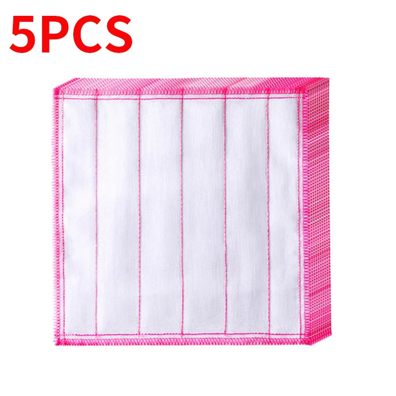 5Pcs Kitchen Towels Cotton Dishcloth Super Absorbent Non-stick Oil Reusable Cleaning Cloth Kitchen Daily Dish Towels