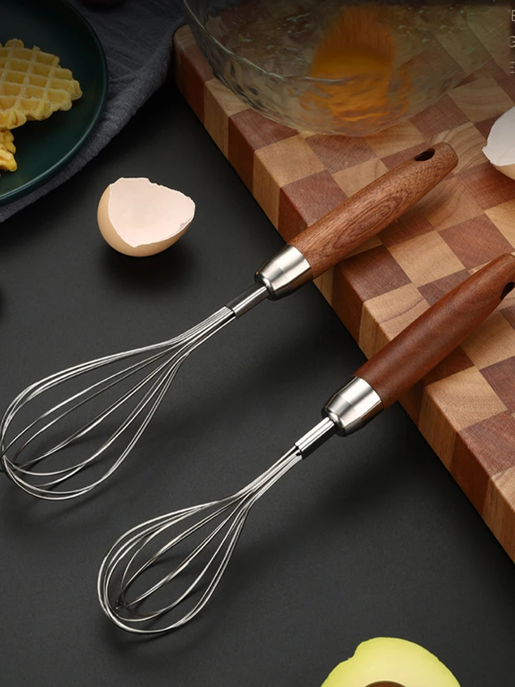 

304 Stainless Steel Egg Beater, Hand Mixer, Egg Cream Milk Powder, Baking Tool, Wooden Handle, Feel Good Utility Kitchen utensil