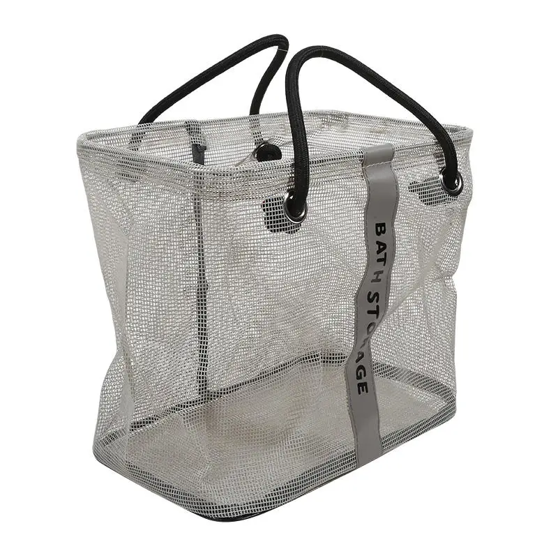 Mesh Toiletry Bag With Handle Large Capacity Quick Drying Organizer Tote Portable Storage Basket For Bathroom Shower Travel