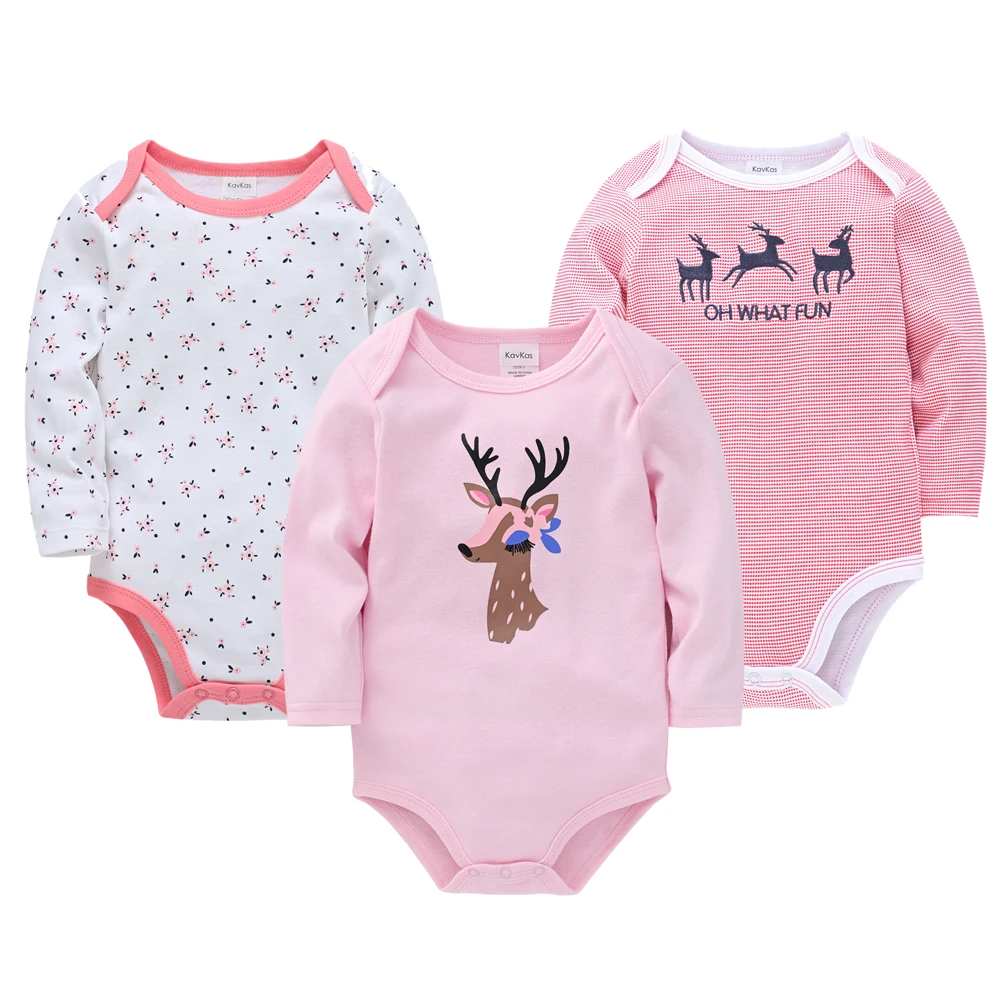 Honeyzone Newborn Baby Girls Bodysuit 3 Pcs/lot Lovely Print Cotton Full Sleeve Clothes 0-24 Months Autumn Spring Costume