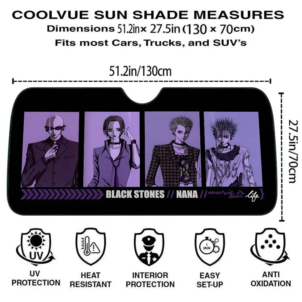 Anime N-NANA Car Sunshade Curtains Sunshade Car Window Windscreen Cover Sun Shade Auto Sun Visor Car-covers