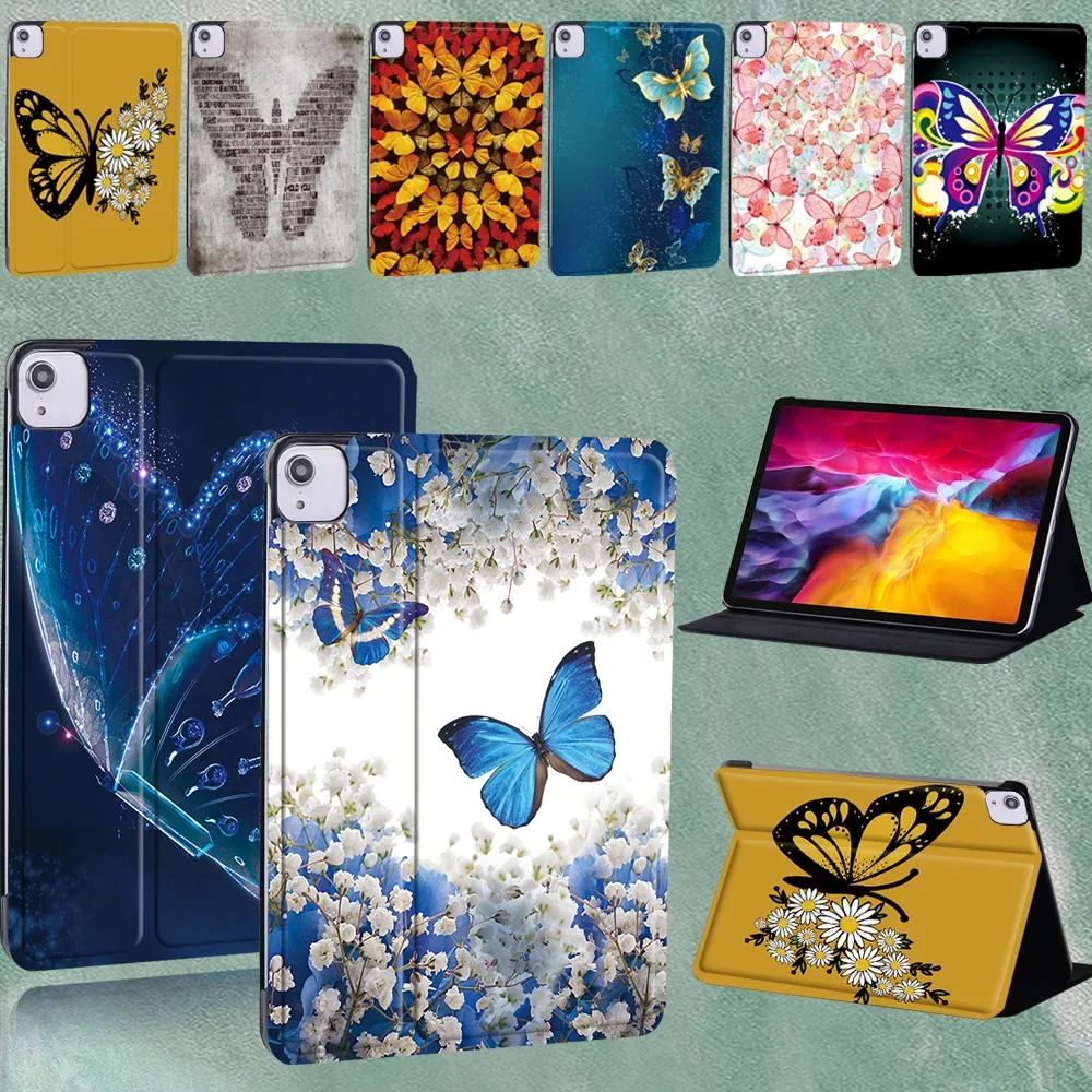 

For Apple IPad Air 4 10.9" 2020 A2072 A2316 A2324 A2325 Butterfly Series Pattern Anti-fall Stand Tablet Cover+Stylus