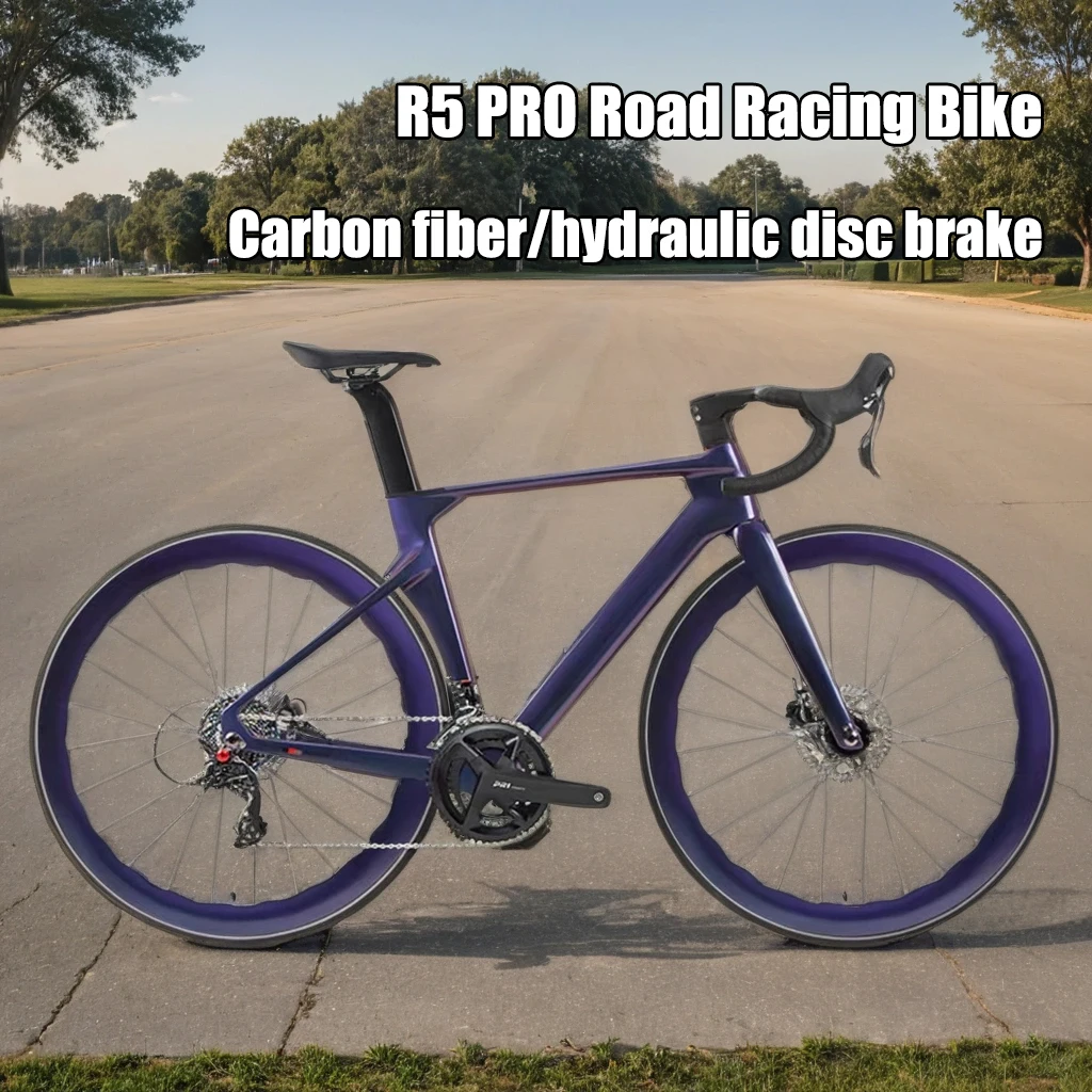 

Twitter new R5 PRO Carbon fiber road bike 24S gravel bicicleta hydraulic disc brake Road Racing Bicycle InnerCables carbon wheel