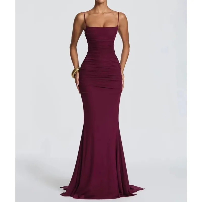 Women Spaghetti Strap Backless Sleeveless Bodycon  Maxi Dress Party