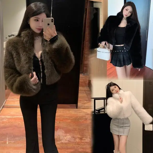 

Autumn and Winter New Toka Environmentally Friendly Fur Jacket Women's Senior Short Stand-up Collar Small Top