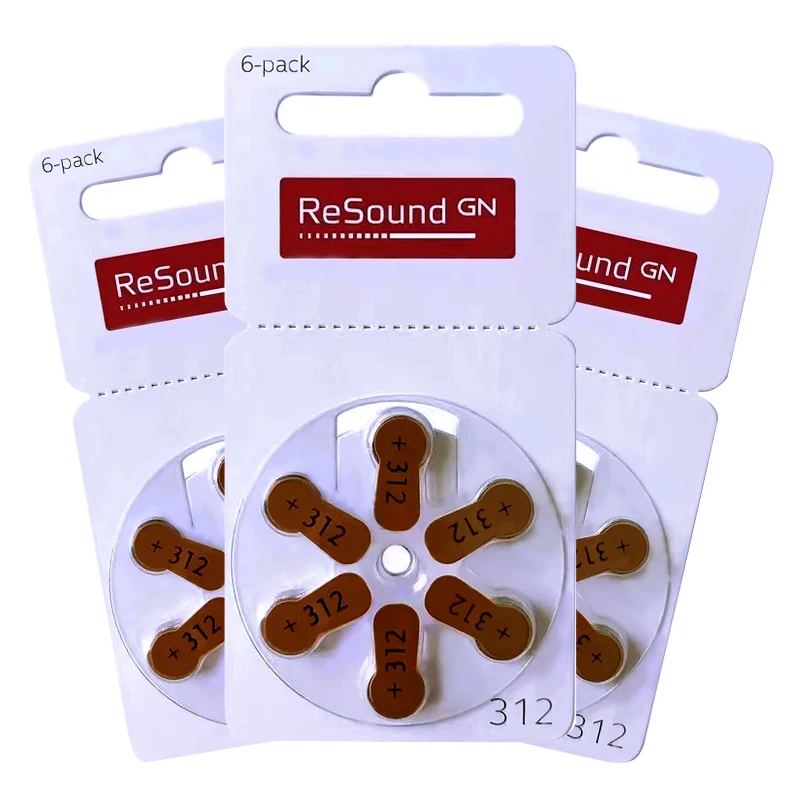 60pcs ReSound Hearing Aid Batteries Size 312 A312 312A P312 PR41 Germany Zinc Air 1.45V Cell Button Battery w BOX Sale