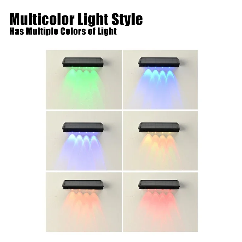 ضوء الجدار الشمسي في الهواء الطلق LED مصباح السياج في الهواء الطلق إضاءة مقاومة للماء لتزيين الفناء إضاءة الجدار الخارجي للحديقة