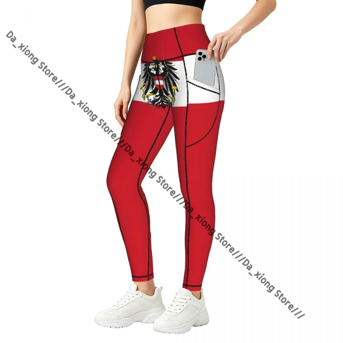 High Waist Hip Lift Yoga Pants Women With Pockets Flag Of Austria State Gym Wear