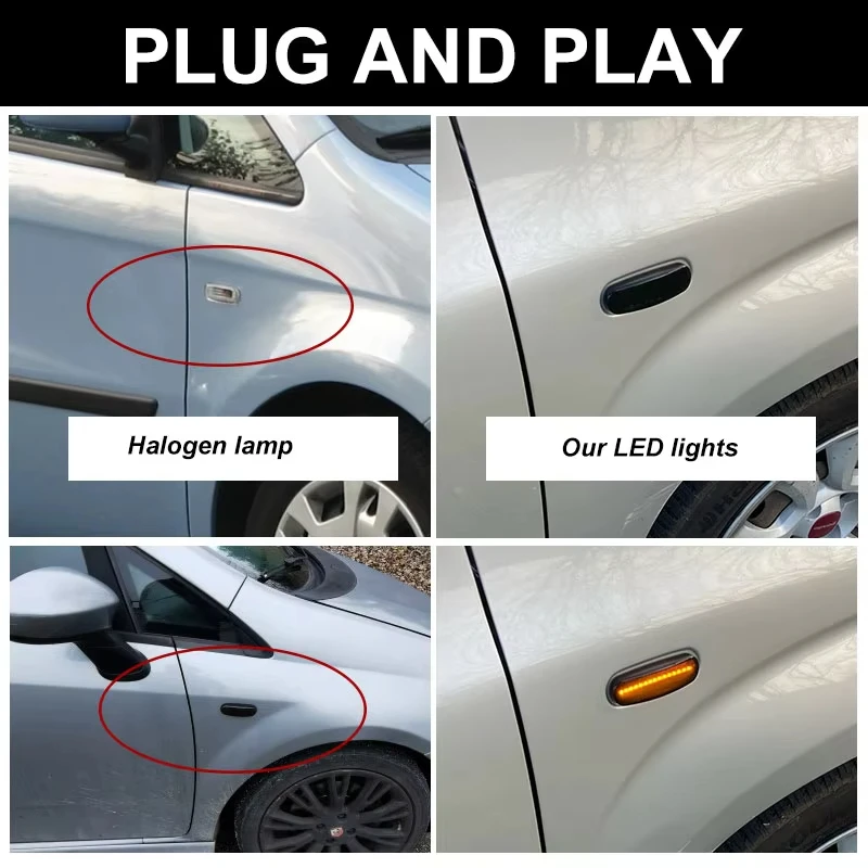 2Pcs Dynamic Side Marker Lamp For Fiat Abarth Punto Qubo Multipla Stilo Panda MK2 MK3（Van Evo) Sequential Flashing LED Light - view 6