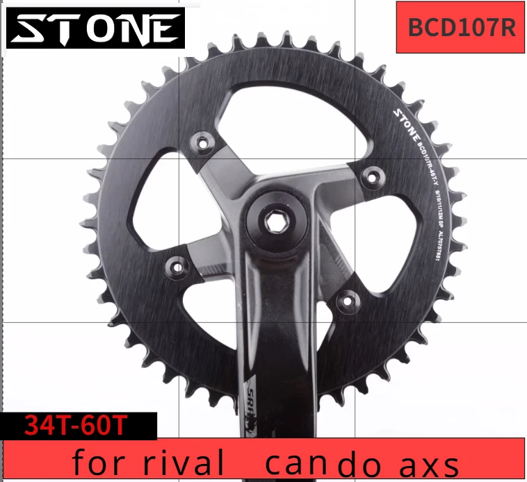 Stone Round Chainring 107BCD for Sram Rival AXS Flattop Crankset 107 Bcd MTB Mountain Chainwheel 34-60T