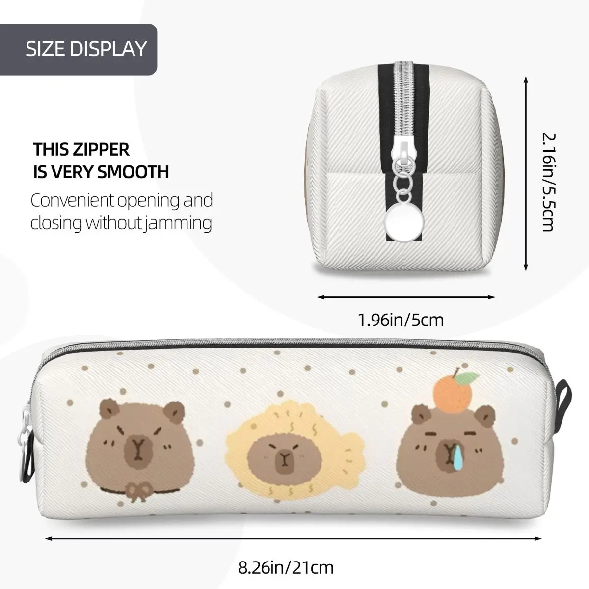 Estuche para lápices Kawaii Capybara con dibujos animados, estuche para bolígrafos para niñas y niños, útiles escolares de gran capacidad, estuches para lápices con cremallera