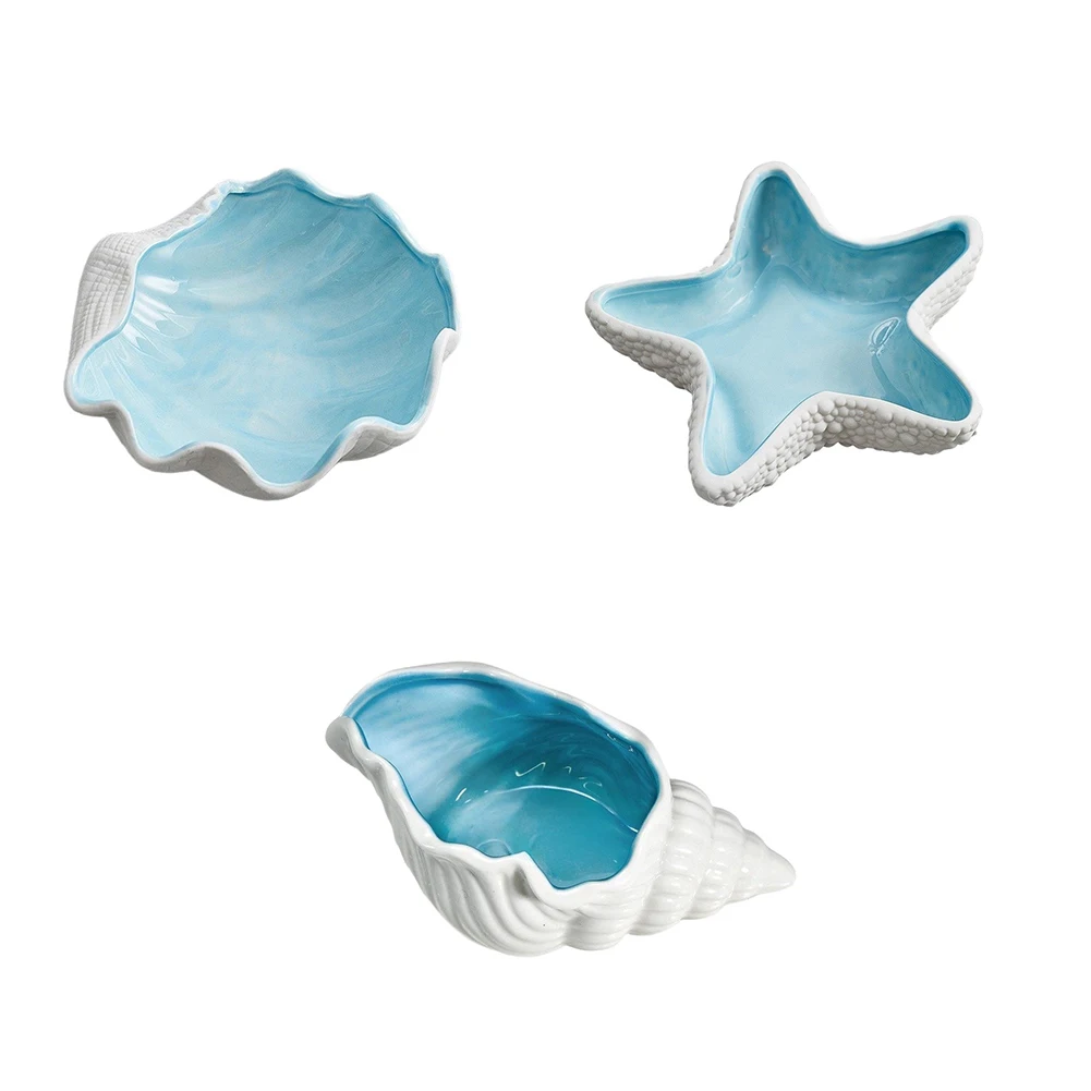 Shell Porcelain Jewelry Tray for Rings Earrings Necklaces Decorative Trinket Dish for Vanity or Entryway Table