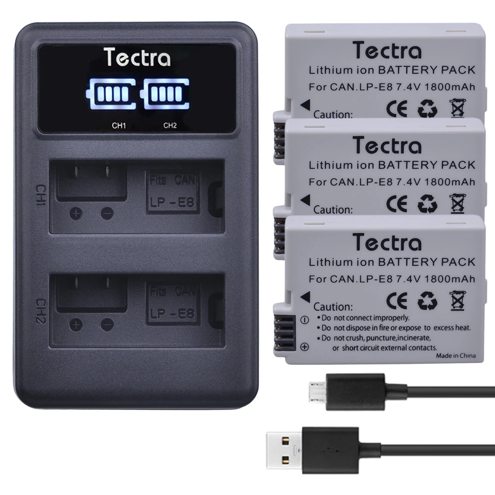 LPE8 LP-E8 Battery/LED Dual Charger for Canon 600D 550D 650D 700D Rebel T3i T2i T4i T5i Kiss X5 X4 Kiss X6 Digital Camera