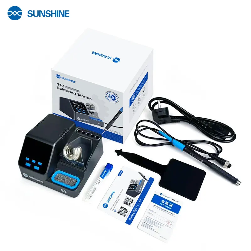 SUNSHINE S3 60W Smart Soldering Station Intelligent Temperature Control with 3 Prese Compatible with 210 Series Soldering Tips
