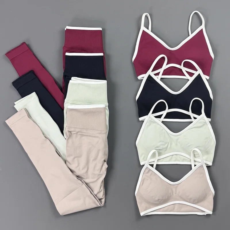 Aliexpress 2 Pieces Sports Set Women Thin Strap Sports Bra High Waist Hip Lifting Leggings Seamless Quick Dry Fitness Workout Gym Tracksuit - Aliexpress Deal