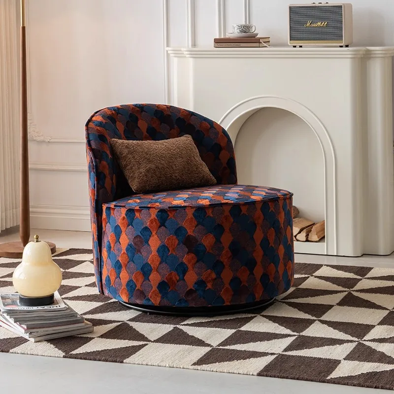 Solid wood single casual sofa chair retro living room bedroom rotatable