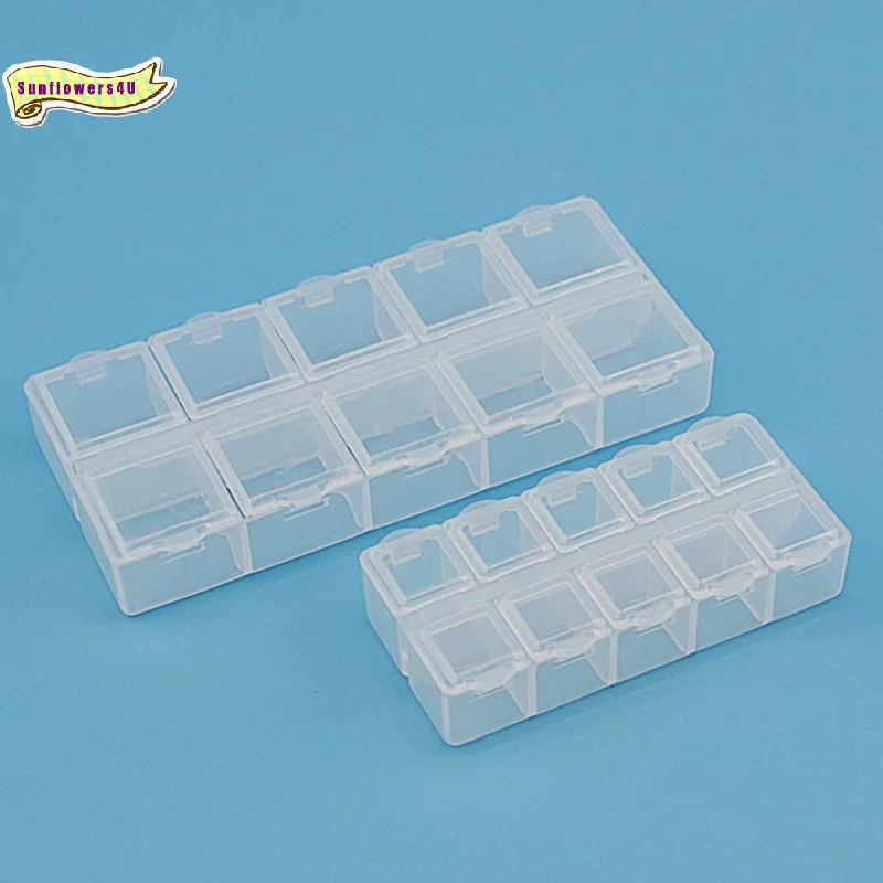 10 Grid Plastic Rectangular Compartment Storage Box Earrings Jewelry Bead Box Container Display Storage Box