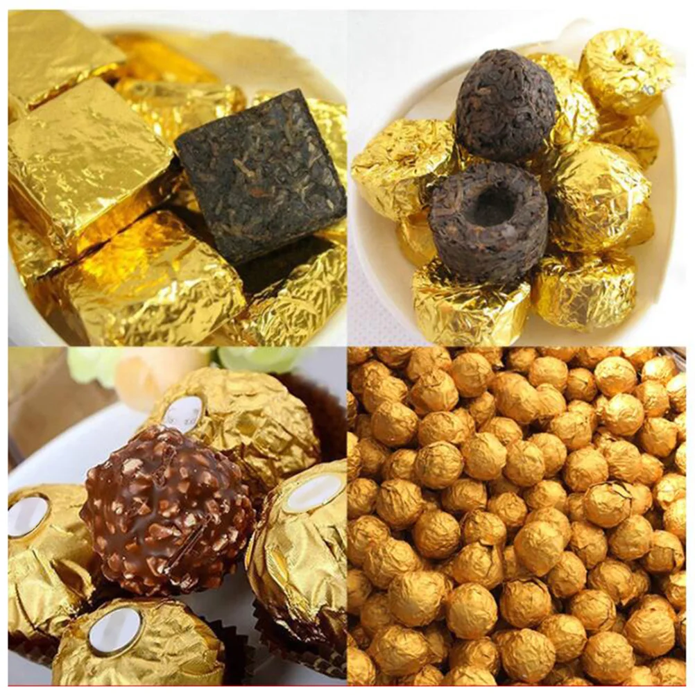 500 Pcs Aluminum Foil Chocolate Paper Candy Wrapping Packing Glossy Gift Packaging Foil Gold