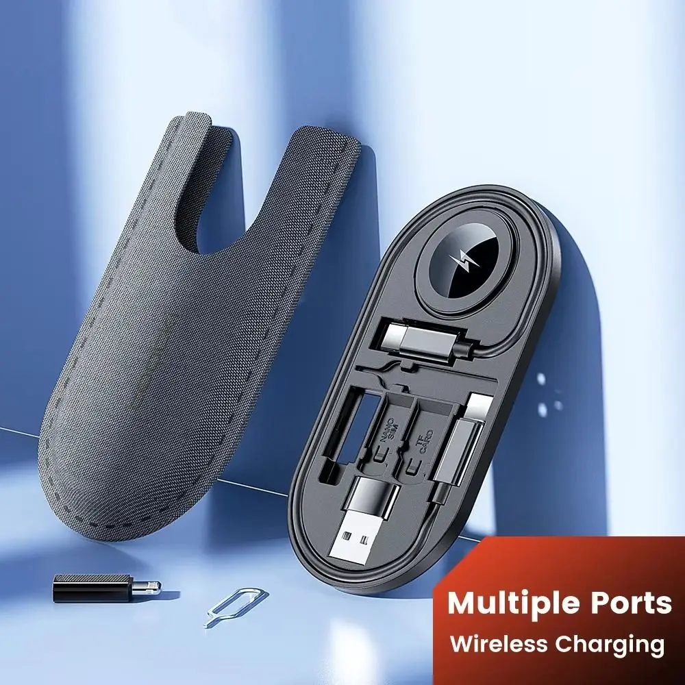 

Mini Multi-Functional Organizer 3A USB C Cable Portable Fast Charging Data Cord Wire Set with Card Case SIM Toolkit Travel