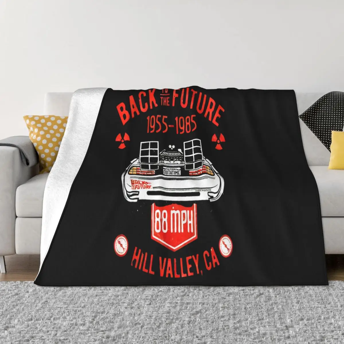 Back To The Future Mens White Vintage Dmc Back Graphic Tee Game Autumn More Colors Man Throw Blanket