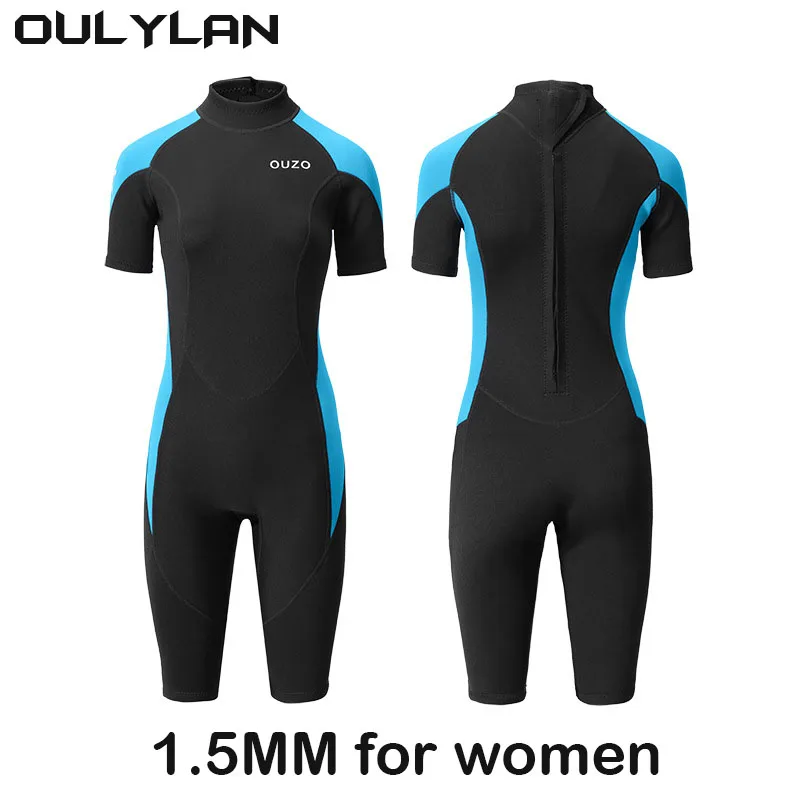 Oulylan One-Piece Scuba Diving Suit 1.5mm Wetsuit For Men Women Neoprene Wetsuit Surf Short Sleeve Kitesurf Roupa De Mergulho