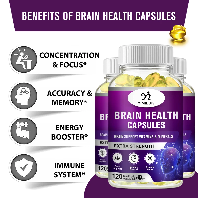 Brain Health Capsules Brain Supplement For Memory & Focus Concentration, Energy, Cognitive & Mental Clarity Support