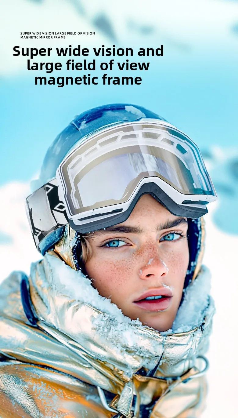 Color-changing magnetic ski goggles anti-fog professional snow goggles mountain UV protection