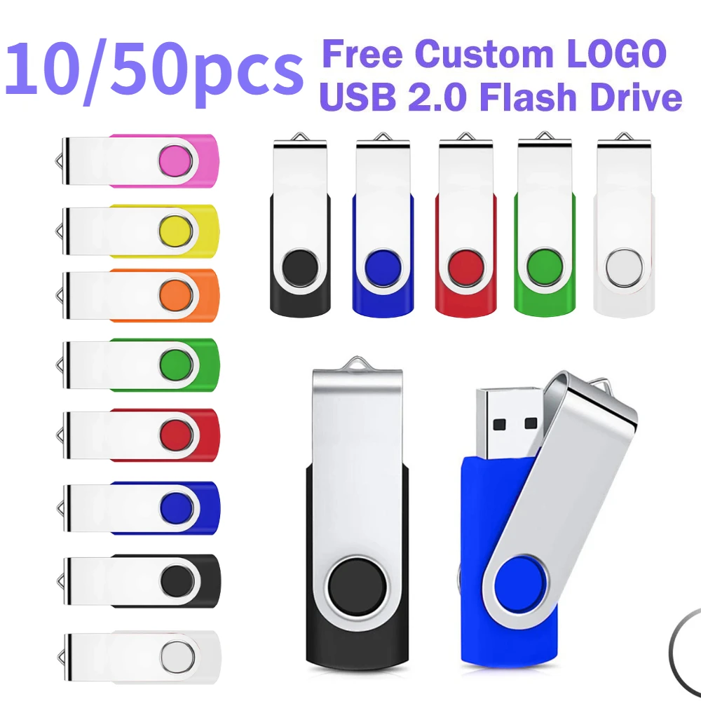 

10/50pcs Wholesale Price Metal Usb 2.0 Flash Drive 4GB 8GB Pendrive 64GB Memory Stick Free custom Logo Gifts Waterproof U-disk