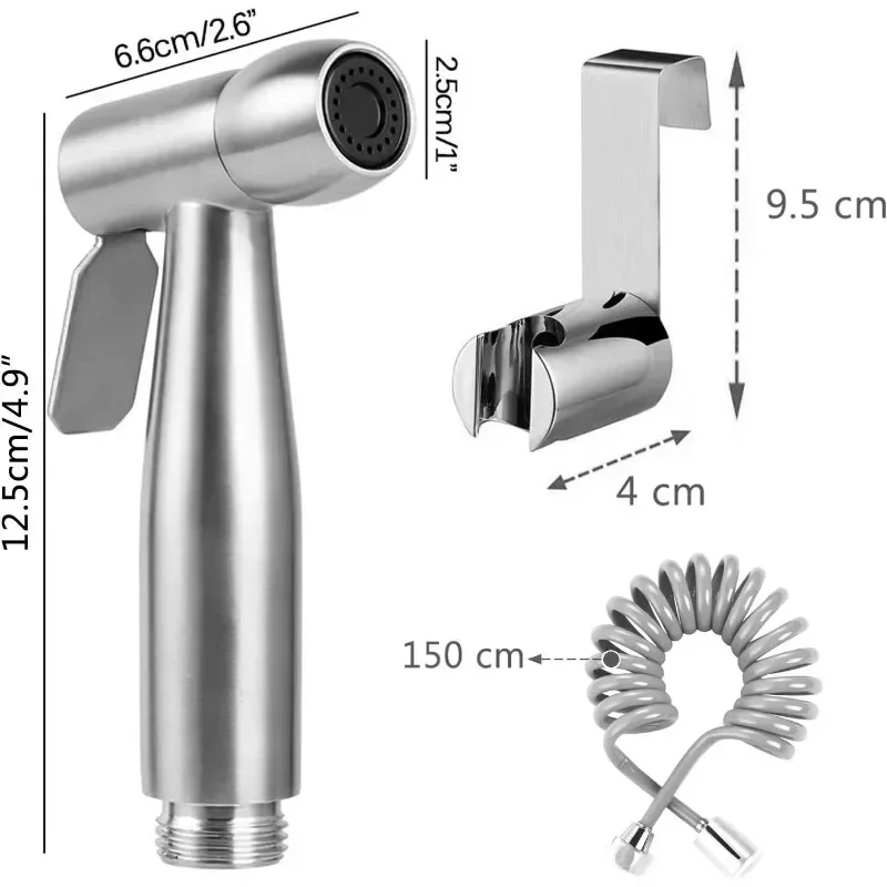 Handheld Bidet Sprayer Toilet with Water Tank Hook and 59in ABS Flexible Telescopic Shower Hose