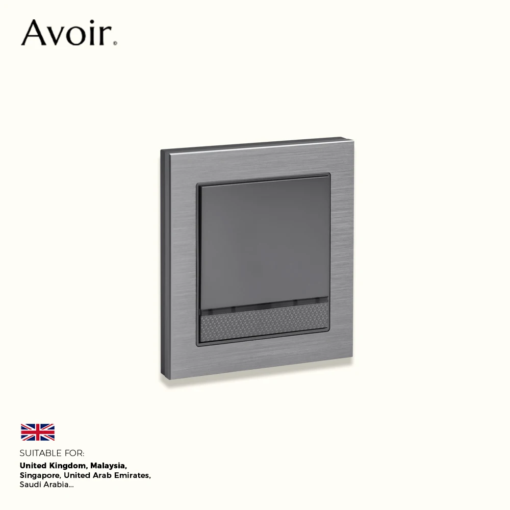 

Avoir Universal Usb Type-C Socket Brushed Gray Aluminum Panel Wall Switch UK 13A Type-C 18W Quick Charging Outlet Dimmer 220V