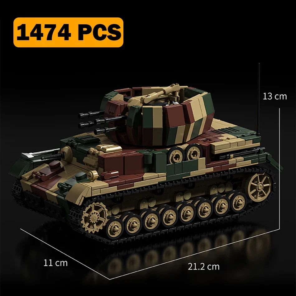 WOII Duitse Flakpanzer IV Sd.Kfz.161 Panzer IV Tank Bouwstenen Anti-vliegtuigkanon Model Soldaten Stenen Speelgoed voor Kinderen Cadeau