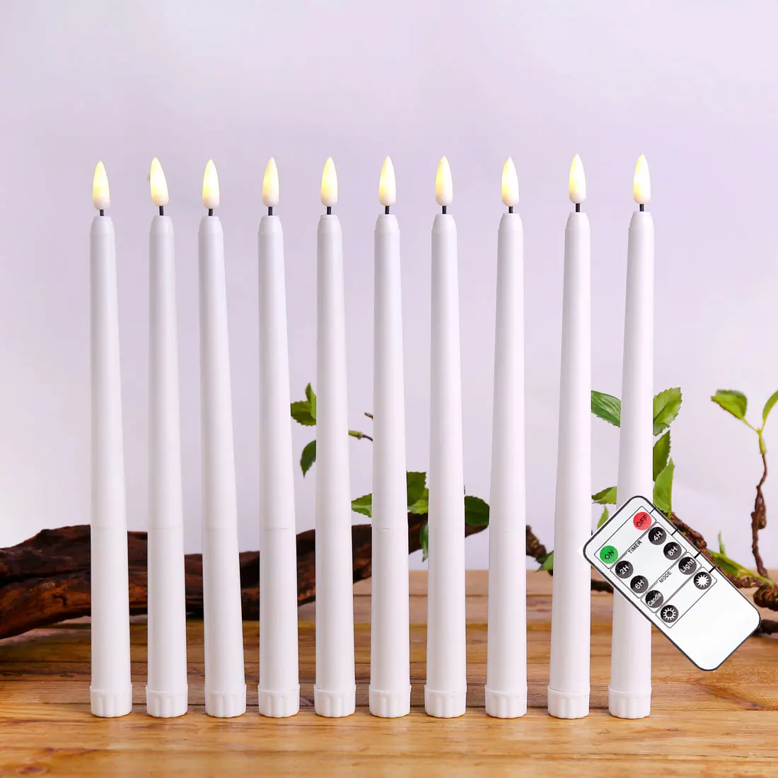 

50pcs Flameless Realistic Holiday Decorative LED Conical Candle Black and White Body Electronic False Pillar Battery Candle