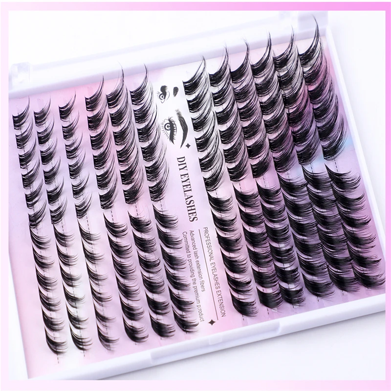 144 Cluster D Curl Ciglia a segmento denso naturale Kit combinato fai-da-te - Forte Durevole Riutilizzabile Confortevole Personalizzato