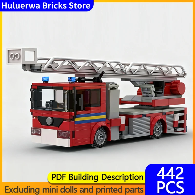 

City Car Model MOC Building Bricks London Ladder Fire Engine Modular Technology Gifts Holiday Assemble Children Toys Suit