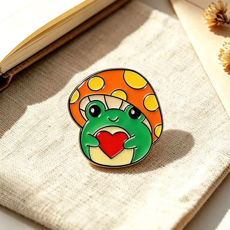 Cute Frog Mushroom Pins 7-style Enamel Cartoon Wizard Frog Lovely Animal Brooch Pin On Bags Clothes Lapel Badge Gifts
