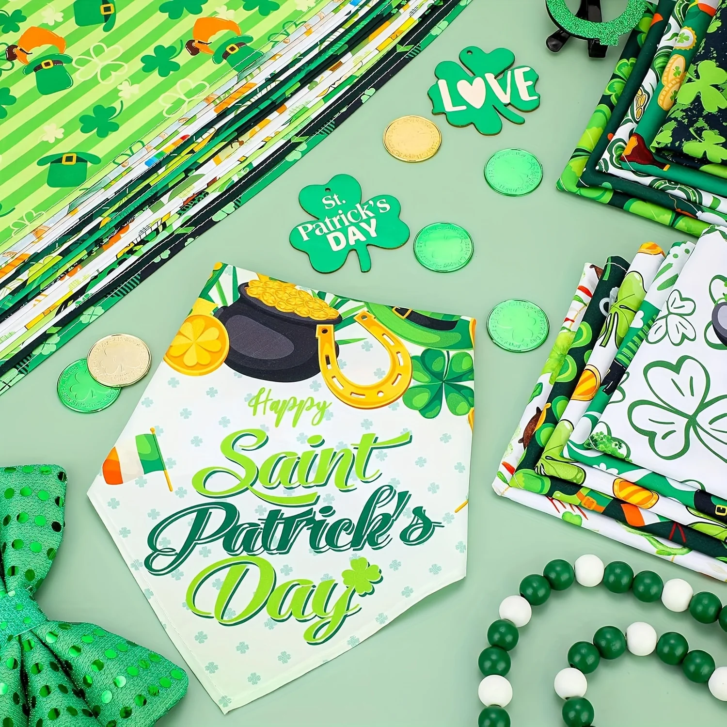 30 Stück St. Patrick's Day Hunde-Bandana-Schal-Zubehör, Frühling, Sommer, Urlaub, Hunde-Bandana, Haustier-Dreiecksschal, weiches Lätzchen für Haustiere und Katzen – Detail 3