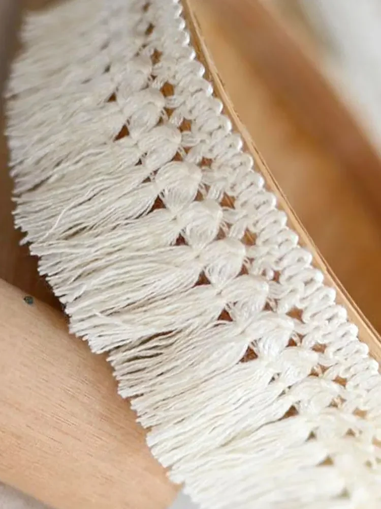 3.5CM di larghezza Off White Cotton Mesh tessuto di pizzo con frange lunghe cucito per ricamo abito da sposa tende Decor accessori africani