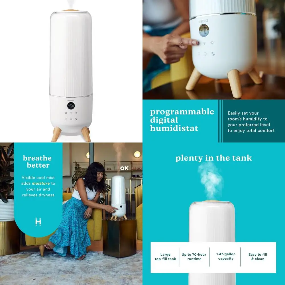 

Большой увлажнитель воздуха класса люкс с функцией холодного тумана, верхним заливом воды, 3 скоростями, таймером и подставками для эфирных масел для спальни, растений, офиса