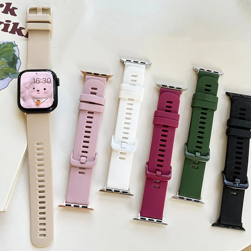 Silikonarmband für Apple Watch 49mm 46mm 44mm 45mm 40mm 41mm 42mm 45mm Sport Wasserdichtes Armband für iWatch 11 10 9 8 7 6 5 4 SE