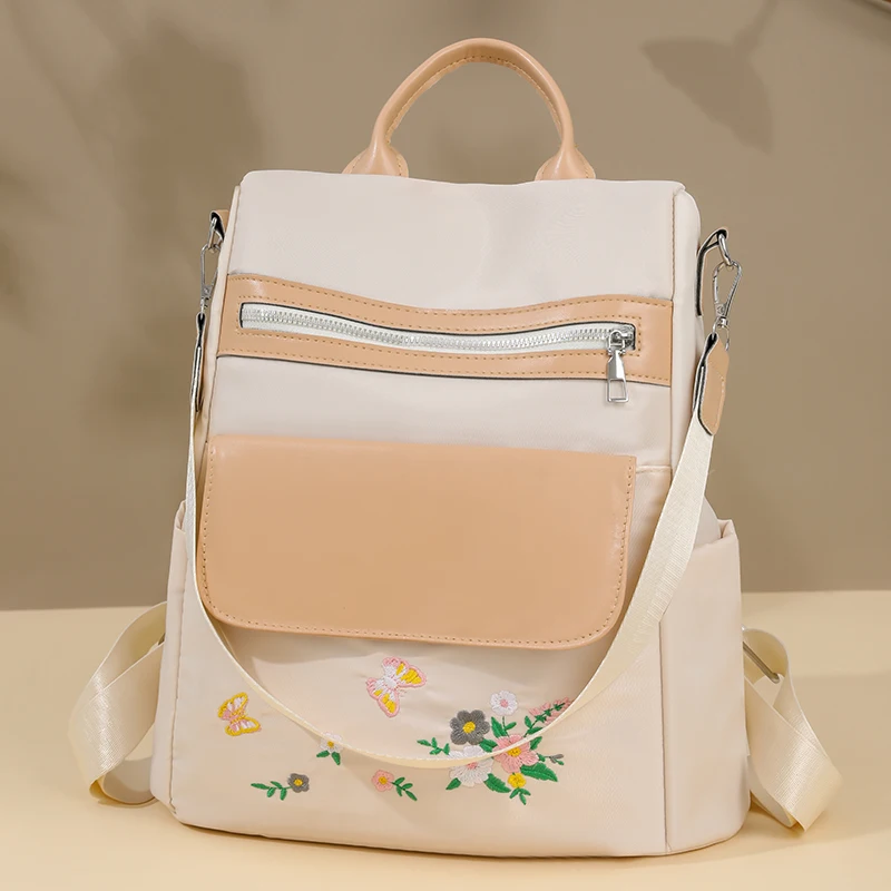2025New Version Large Capacity Soft Leather Women's Backpack Fashionable Pure Soft Leather Student Bookbag Dual Shoulder Bag Sac