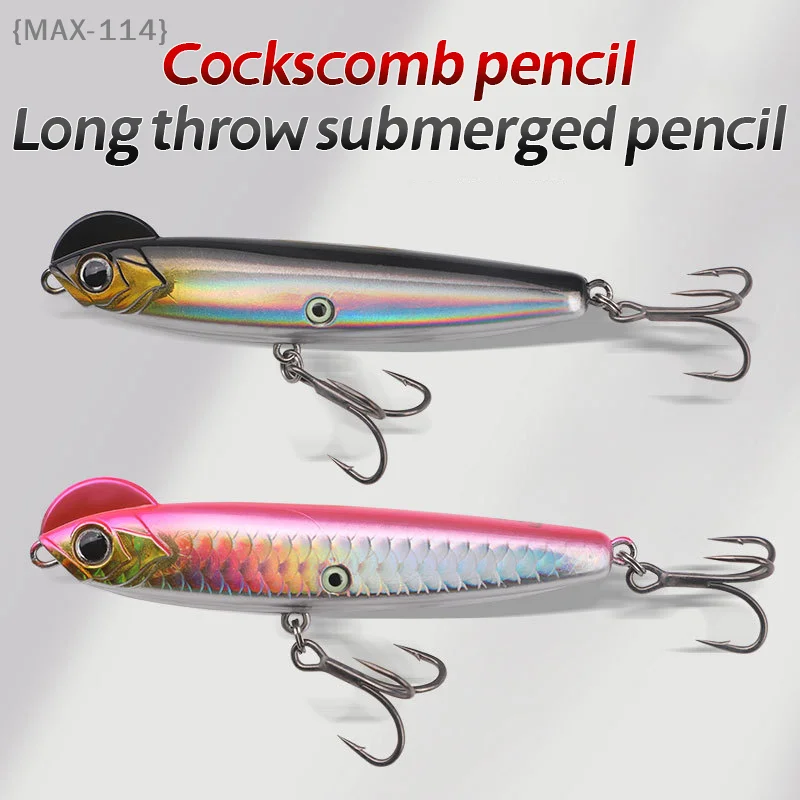 【MAX-114】10/14/18g Casting Cockscomb Pencil Road Runner Fake Bait-Solid Sinking Triple Hook Full Swimming Layer Fishing Lure【WX】