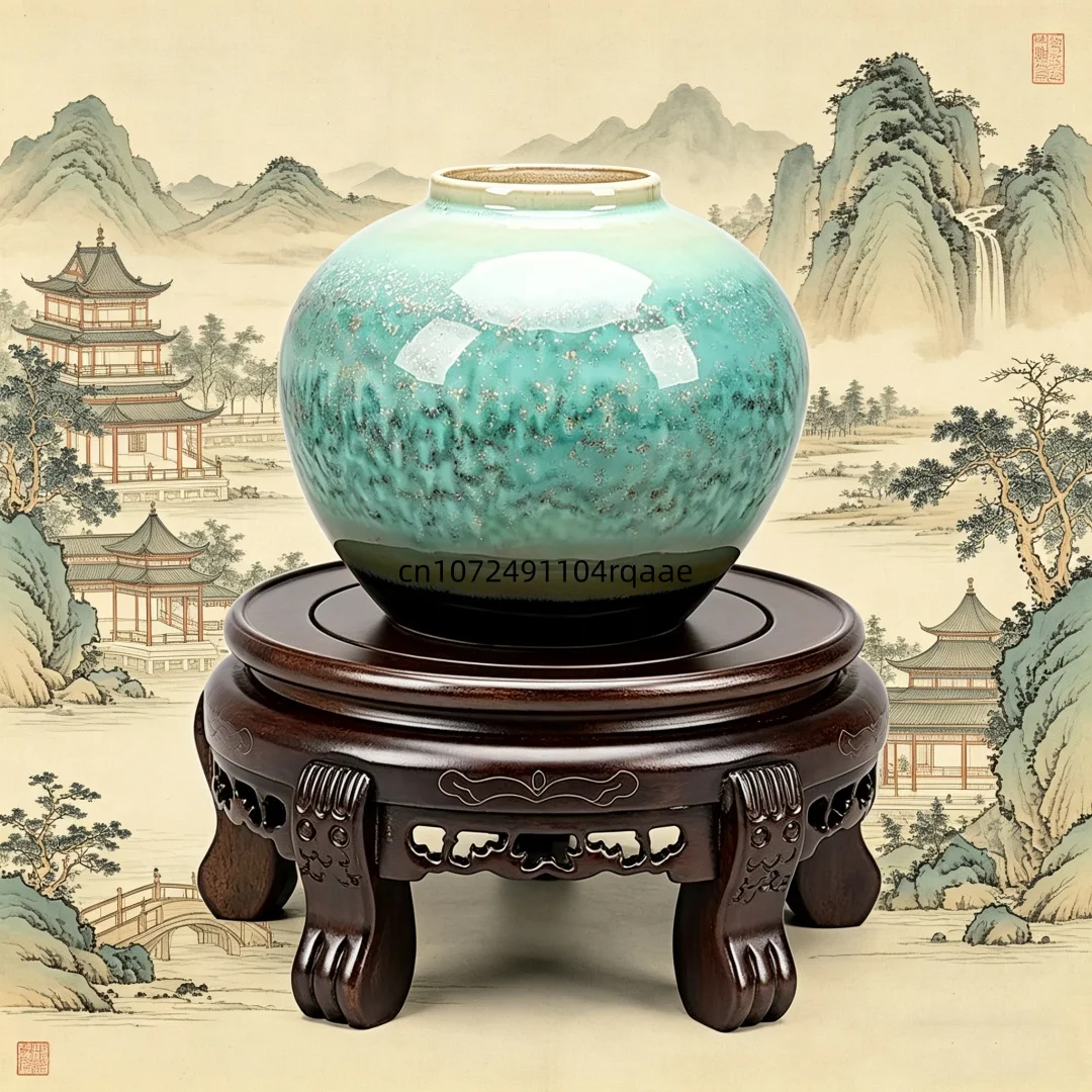 Ebony Wood Display Stand Base for Vase Buddha Figurine Stone Bonsai Pot Round Hollow Carved Home Decor Pedestal
