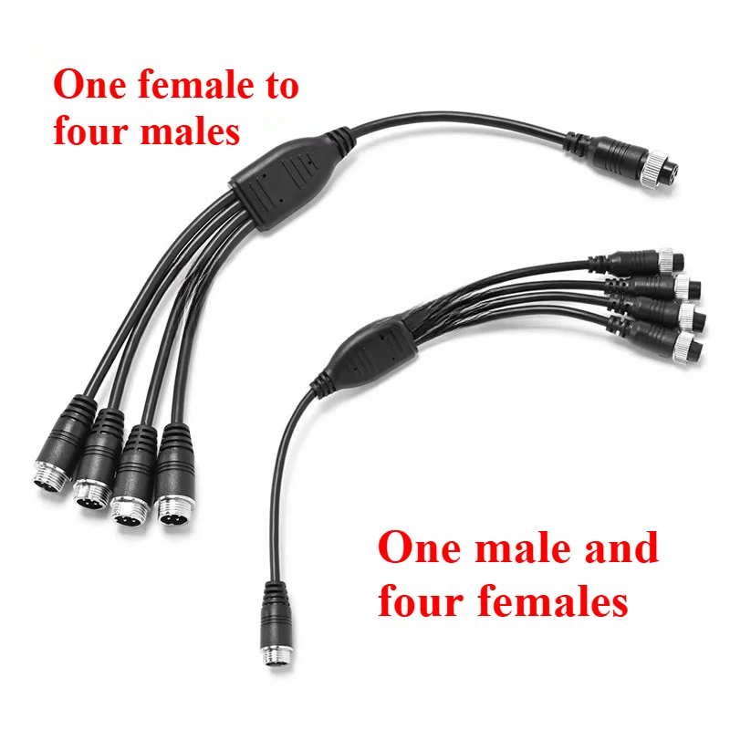 GX12 Aviation Pure Reversing Copper 4-Core Line  Camera Adapter Cable Male to Female 1-to-2 Extension Cable Waterproof Connector